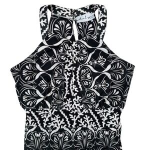 Ava Lynn Halter Dress Black White Sleeveless Party Cocktail Dress‎